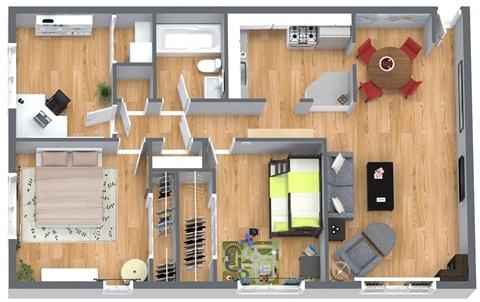 Floor plan for 3 beds, 1 bath, 1000 sqft